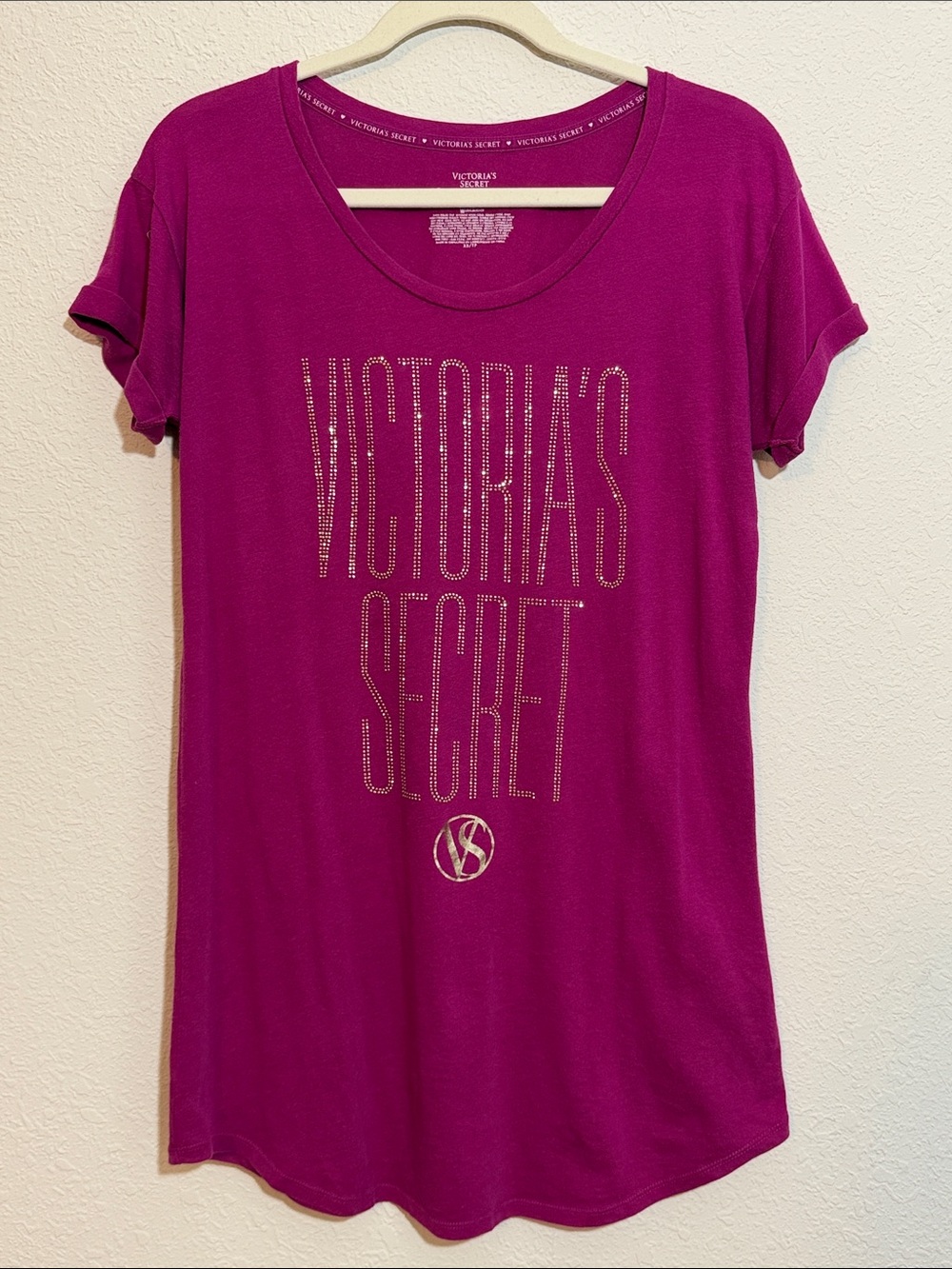 Victoria's Secret Magenta Studded T-Shirt Nightgown - XS